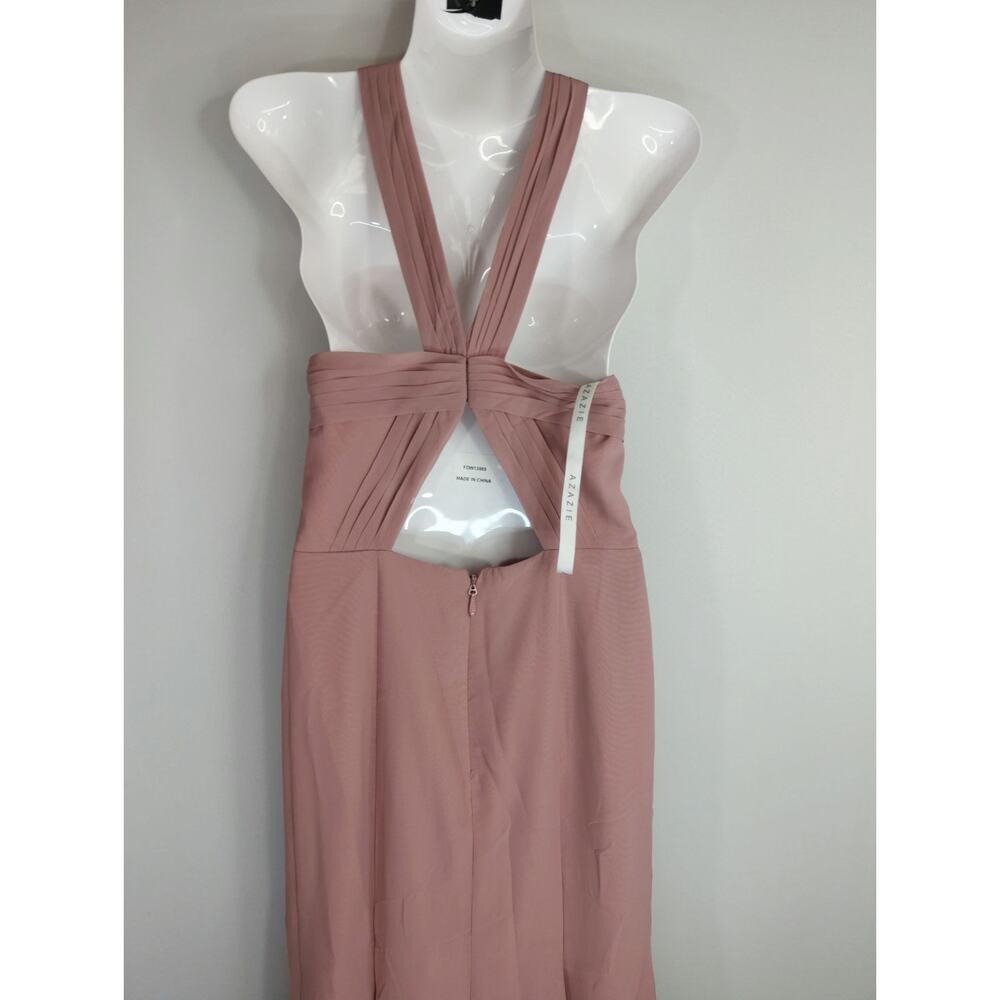 Azazie Rose Mauve Crisscross Halter Maxi Dress - Picture 9 of 14
